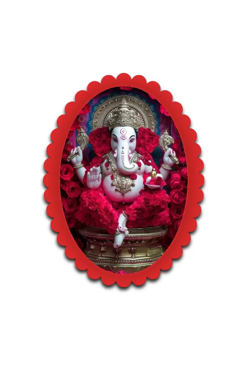 Ganesha Wall Decorative Showpiece 6 X 8 Inch | 4 MM MDF Wooden Glossy Sublimation Print | Back Hook Wall Hanging | Home Temple & Living Room Decor (F57591)