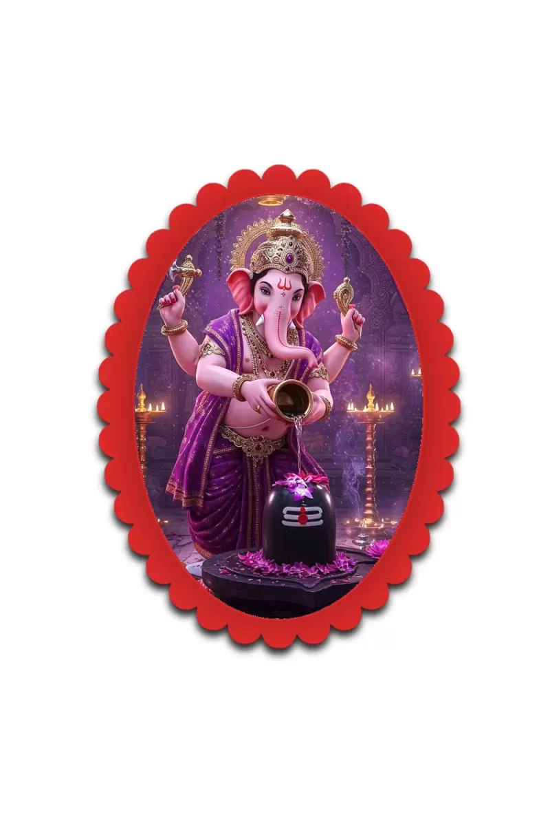 Ganesha Wall Decorative Showpiece 6 X 8 Inch | 4 MM MDF Wooden Glossy Sublimation Print | Back Hook Wall Hanging | Home Temple & Living Room Decor (F57594)