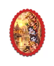 Krishna Wall Decorative Showpiece 6 X 8 Inch | 4 MM MDF Wooden Glossy Sublimation Print | Back Hook Wall Hanging | Home Temple & Living Room Decor (F57595)