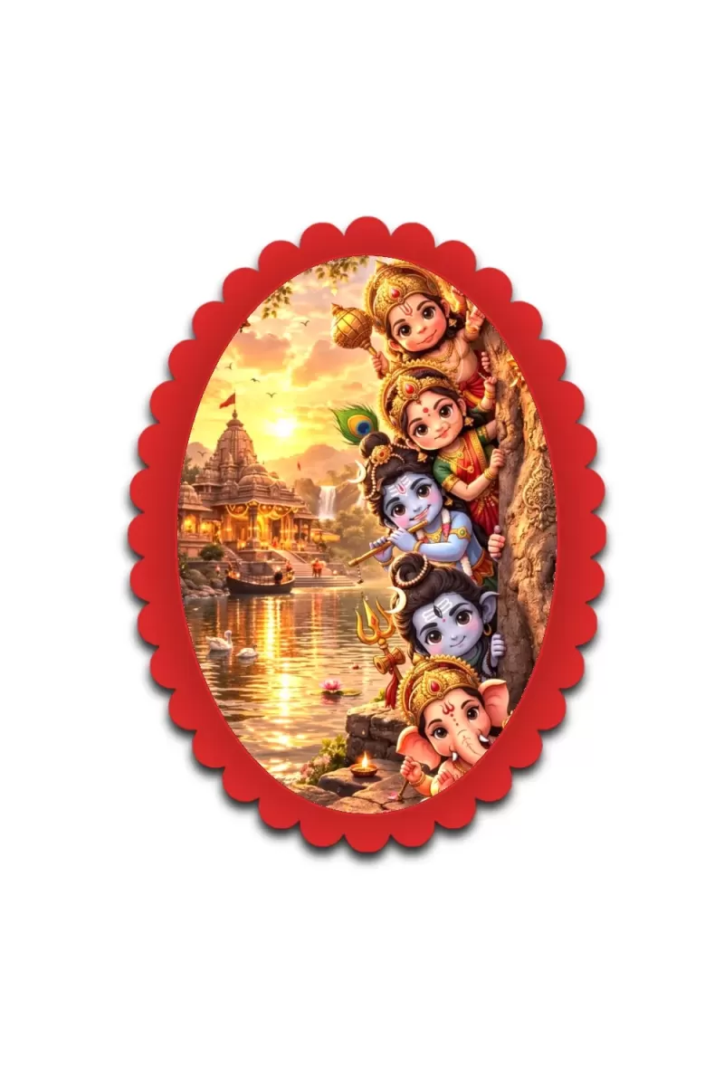 Krishna Wall Decorative Showpiece 6 X 8 Inch | 4 MM MDF Wooden Glossy Sublimation Print | Back Hook Wall Hanging | Home Temple & Living Room Decor (F57595)