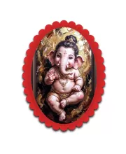 Ganesha Wall Decorative Showpiece 6 X 8 Inch | 4 MM MDF Wooden Glossy Sublimation Print | Back Hook Wall Hanging | Home Temple & Living Room Decor (F57597)