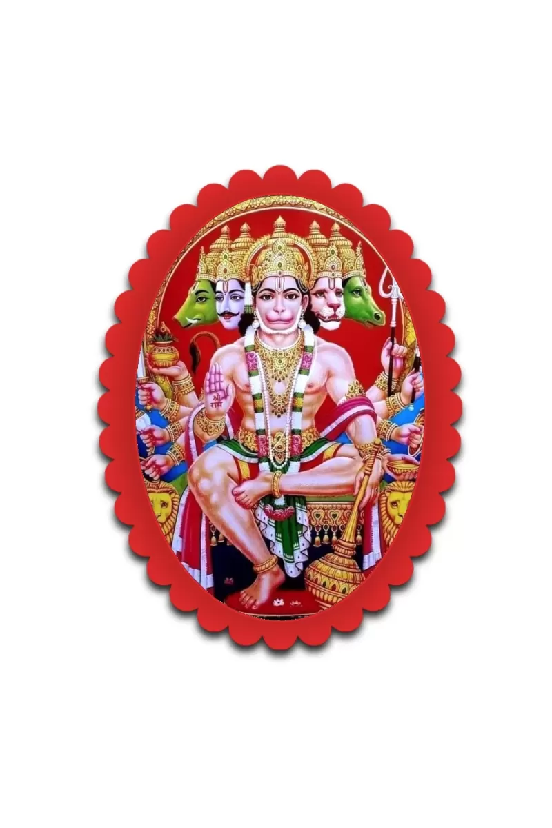 Hanuman Wall Decorative Showpiece 6 X 8 Inch | 4 MM MDF Wooden Glossy Sublimation Print | Back Hook Wall Hanging | Home Temple & Living Room Decor (F57598)