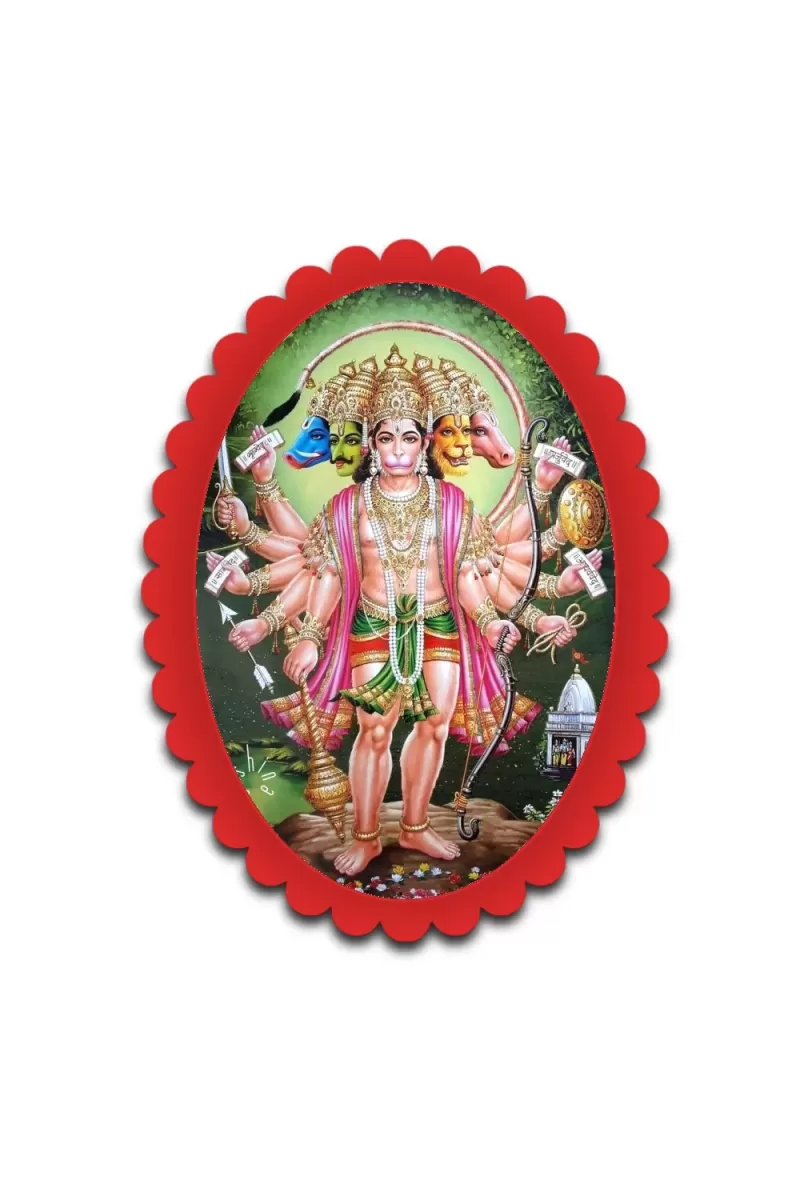Hanuman Wall Decorative Showpiece 6 X 8 Inch | 4 MM MDF Wooden Glossy Sublimation Print | Back Hook Wall Hanging | Home Temple & Living Room Decor (F57600)