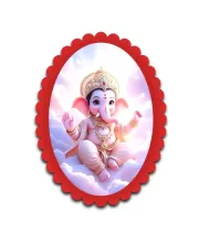 Ganesha Wall Decorative Showpiece 6 X 8 Inch | 4 MM MDF Wooden Glossy Sublimation Print | Back Hook Wall Hanging | Home Temple & Living Room Decor (F57604)