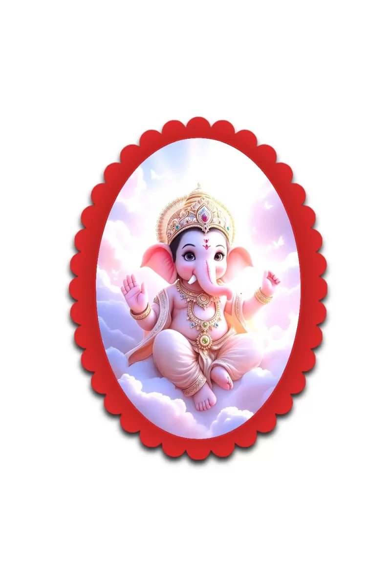 Ganesha Wall Decorative Showpiece 6 X 8 Inch | 4 MM MDF Wooden Glossy Sublimation Print | Back Hook Wall Hanging | Home Temple & Living Room Decor (F57604)