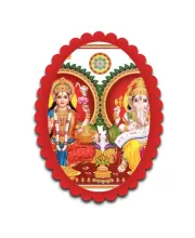 Lakshmi And Ganesha Wall Decorative Showpiece 6 X 8 Inch | 4 MM MDF Wooden Glossy Sublimation Print | Back Hook Wall Hanging | Home Temple & Living Room Decor (F57606)