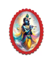 Krishna Wall Decorative Showpiece 6 X 8 Inch | 4 MM MDF Wooden Glossy Sublimation Print | Back Hook Wall Hanging | Home Temple & Living Room Decor (F57607)