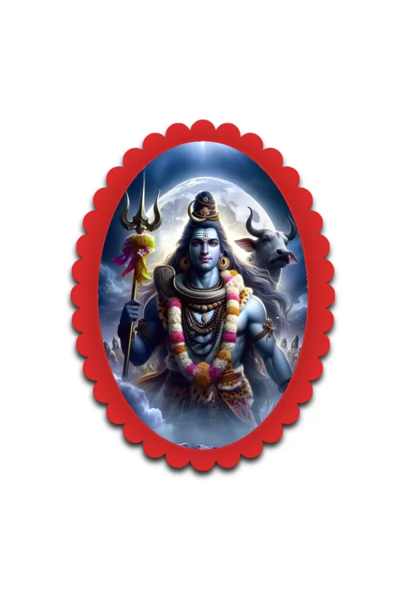 Shiva Wall Decorative Showpiece 6 X 8 Inch | 4 MM MDF Wooden Glossy Sublimation Print | Back Hook Wall Hanging | Home Temple & Living Room Decor (F57609)