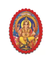 Ganesha Wall Decorative Showpiece 6 X 8 Inch | 4 MM MDF Wooden Glossy Sublimation Print | Back Hook Wall Hanging | Home Temple & Living Room Decor (F57610)