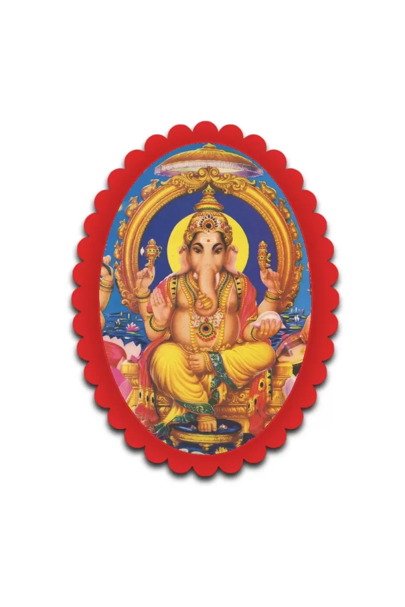 Ganesha Wall Decorative Showpiece 6 X 8 Inch | 4 MM MDF Wooden Glossy Sublimation Print | Back Hook Wall Hanging | Home Temple & Living Room Decor (F57610)