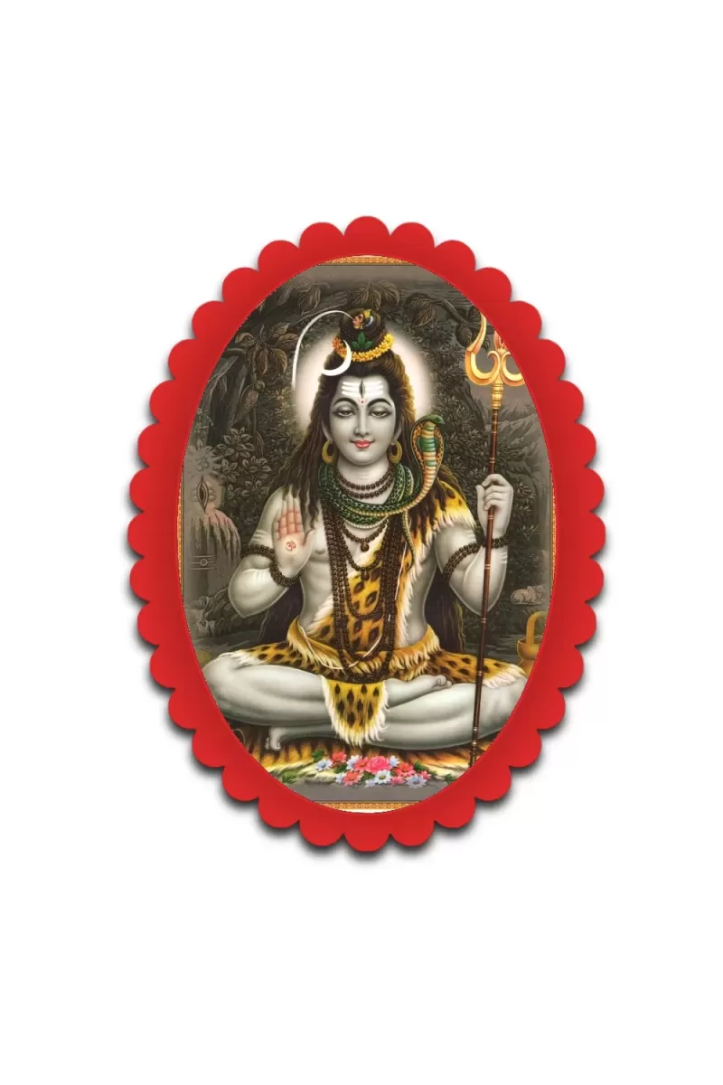 Shiva Wall Decorative Showpiece 6 X 8 Inch | 4 MM MDF Wooden Glossy Sublimation Print | Back Hook Wall Hanging | Home Temple & Living Room Decor (F57611)