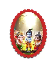 Lord Krishna Wall Decorative Showpiece 6 X 8 Inch | 4 MM MDF Wooden Glossy Sublimation Print | Back Hook Wall Hanging | Home Temple & Living Room Decor (F57612)