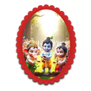 Lord Krishna Wall Decorative Showpiece 6 X 8 Inch | 4 MM MDF Wooden Glossy Sublimation Print | Back Hook Wall Hanging | Home Temple & Living Room Decor (F57612)