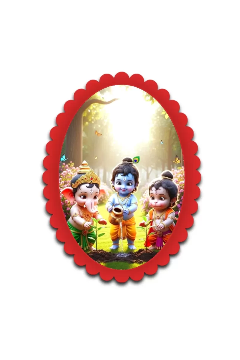 Lord Krishna Wall Decorative Showpiece 6 X 8 Inch | 4 MM MDF Wooden Glossy Sublimation Print | Back Hook Wall Hanging | Home Temple & Living Room Decor (F57612)