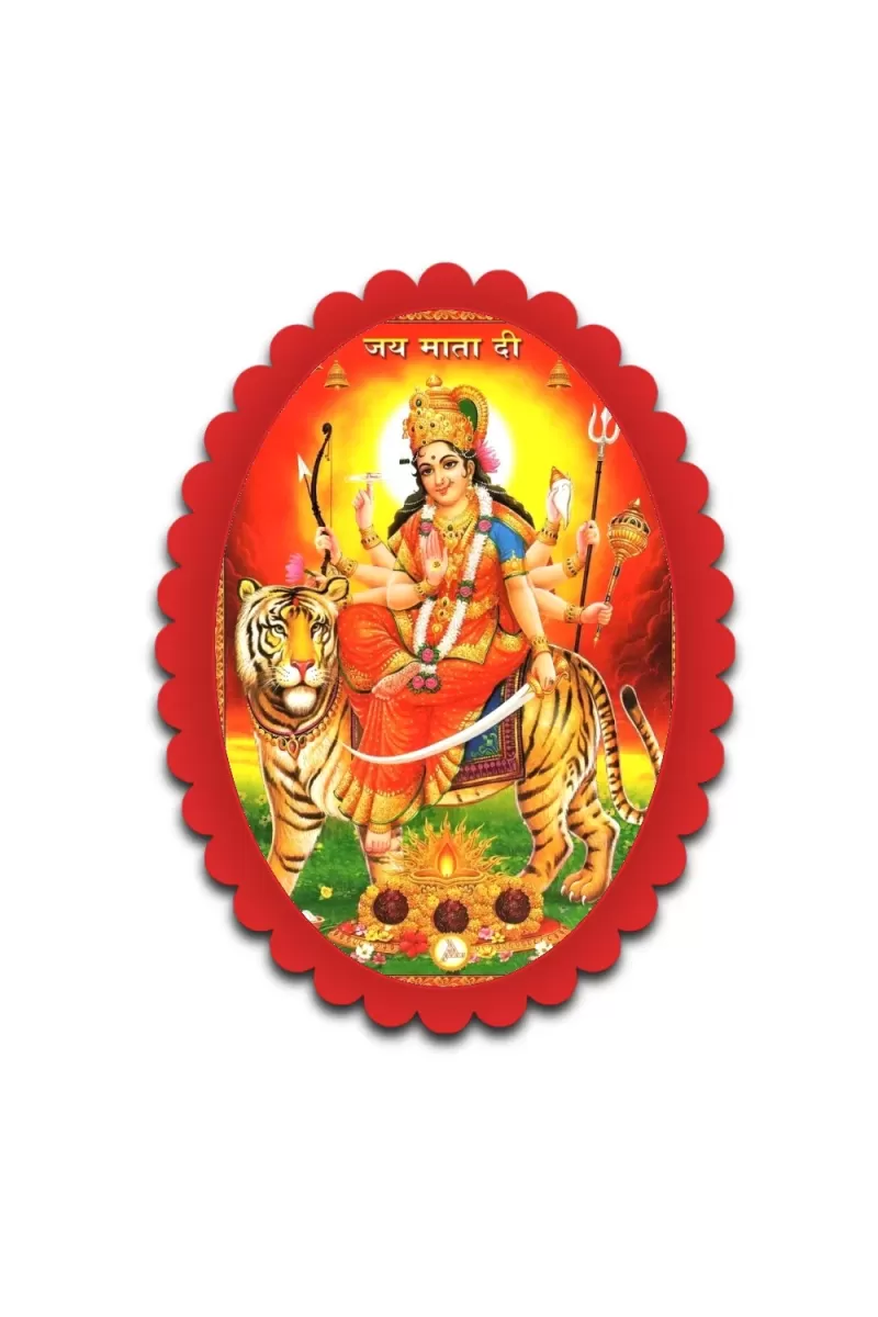 Durga Wall Decorative Showpiece 6 X 8 Inch | 4 MM MDF Wooden Glossy Sublimation Print | Back Hook Wall Hanging | Home Temple & Living Room Decor (F57615)