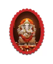 Ganesha Wall Decorative Showpiece 6 X 8 Inch | 4 MM MDF Wooden Glossy Sublimation Print | Back Hook Wall Hanging | Home Temple & Living Room Decor (F57617)