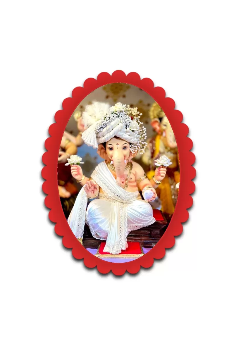 Ganesha Wall Decorative Showpiece 6 X 8 Inch | 4 MM MDF Wooden Glossy Sublimation Print | Back Hook Wall Hanging | Home Temple & Living Room Decor (F57618)