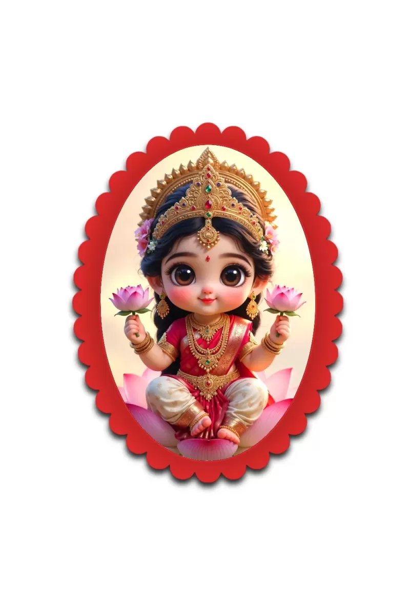 Lakshmi Wall Decorative Showpiece 6 X 8 Inch | 4 MM MDF Wooden Glossy Sublimation Print | Back Hook Wall Hanging | Home Temple & Living Room Decor (F57636)