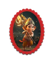 Ganesha Wall Decorative Showpiece 6 X 8 Inch | 4 MM MDF Wooden Glossy Sublimation Print | Back Hook Wall Hanging | Home Temple & Living Room Decor (F57637)