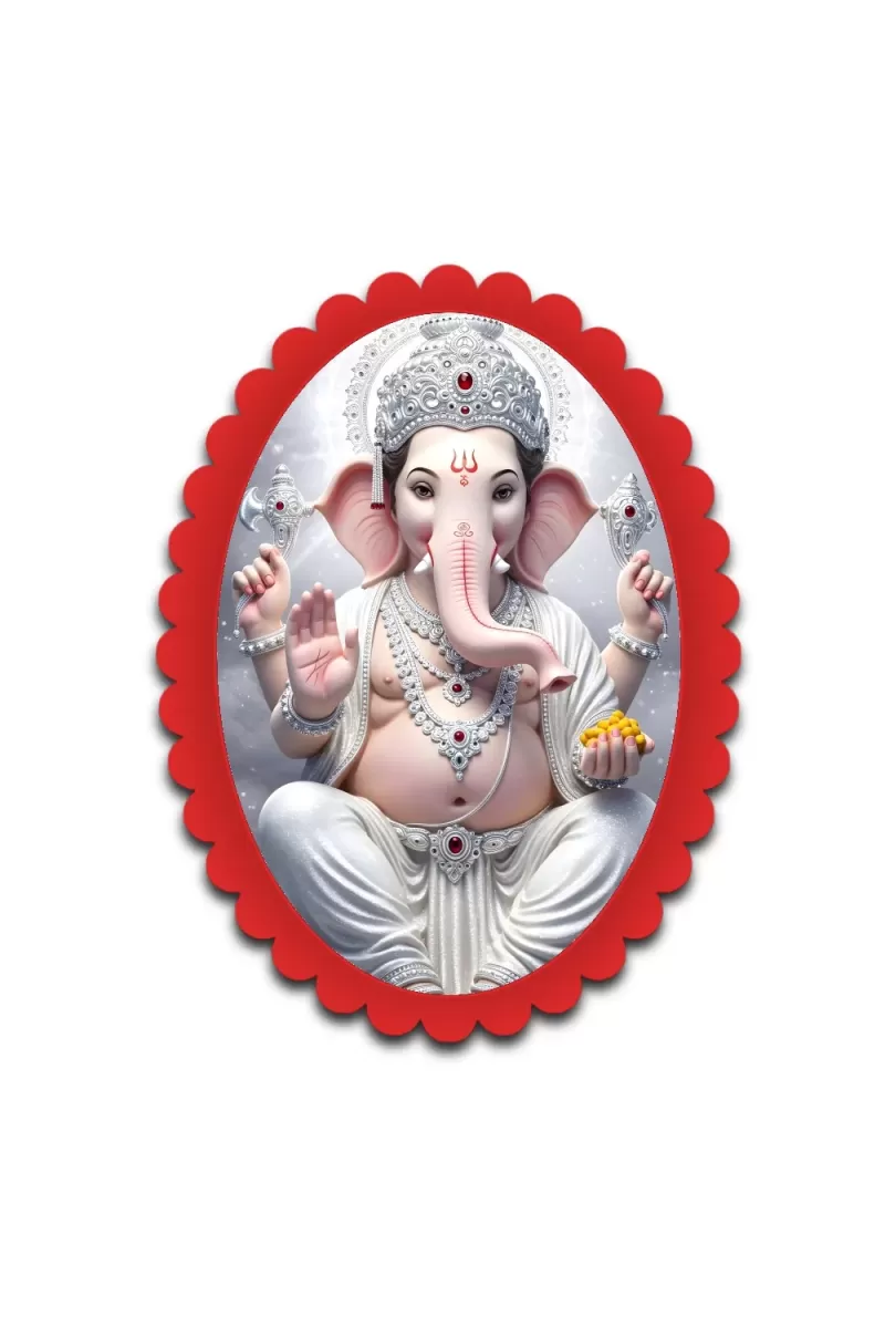Ganesha Wall Decorative Showpiece 6 X 8 Inch | 4 MM MDF Wooden Glossy Sublimation Print | Back Hook Wall Hanging | Home Temple & Living Room Decor (F57638)