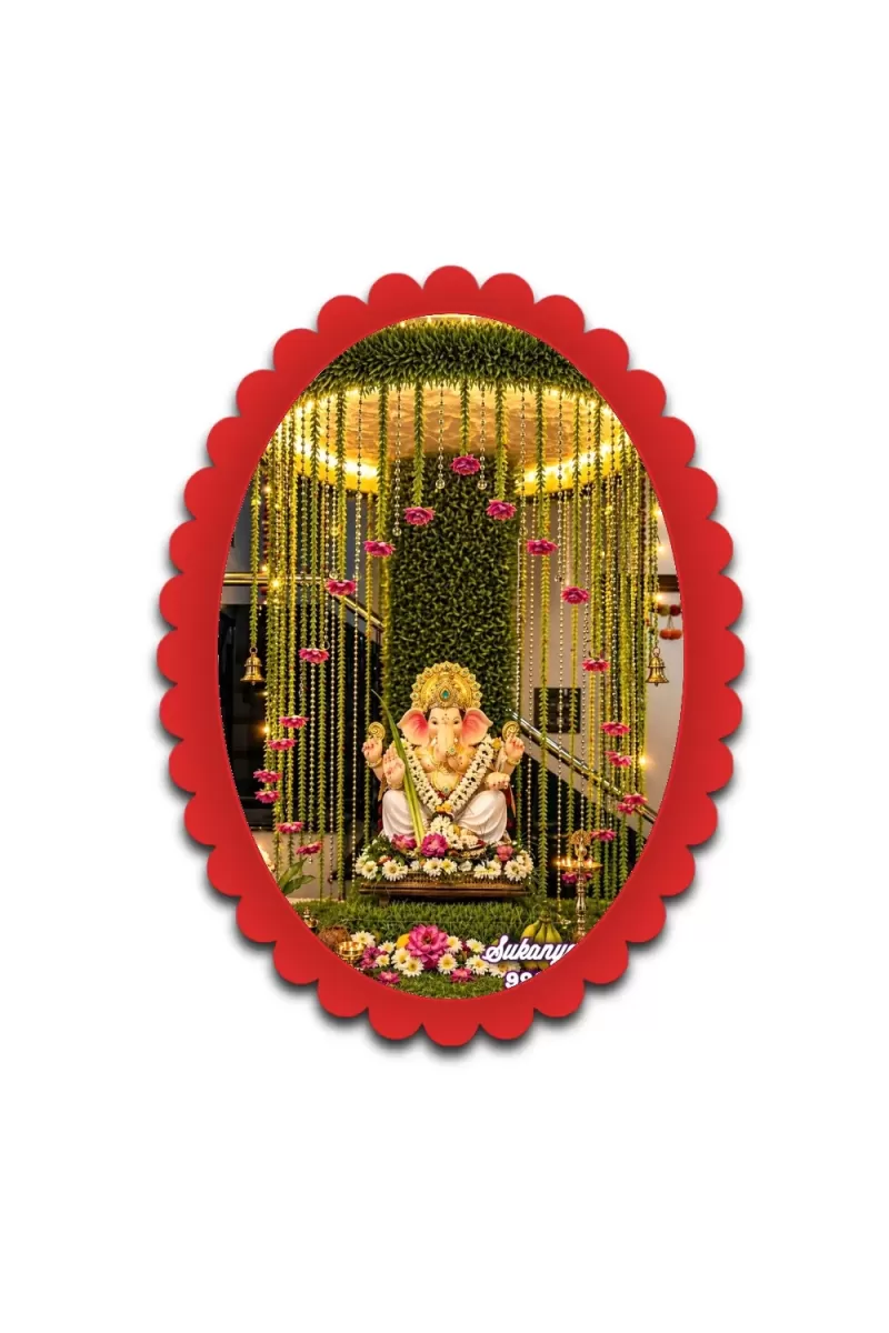 Ganesha Wall Decorative Showpiece 6 X 8 Inch | 4 MM MDF Wooden Glossy Sublimation Print | Back Hook Wall Hanging | Home Temple & Living Room Decor (F57642)