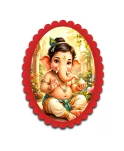 Ganesha Wall Decorative Showpiece 6 X 8 Inch | 4 MM MDF Wooden Glossy Sublimation Print | Back Hook Wall Hanging | Home Temple & Living Room Decor (F57644)