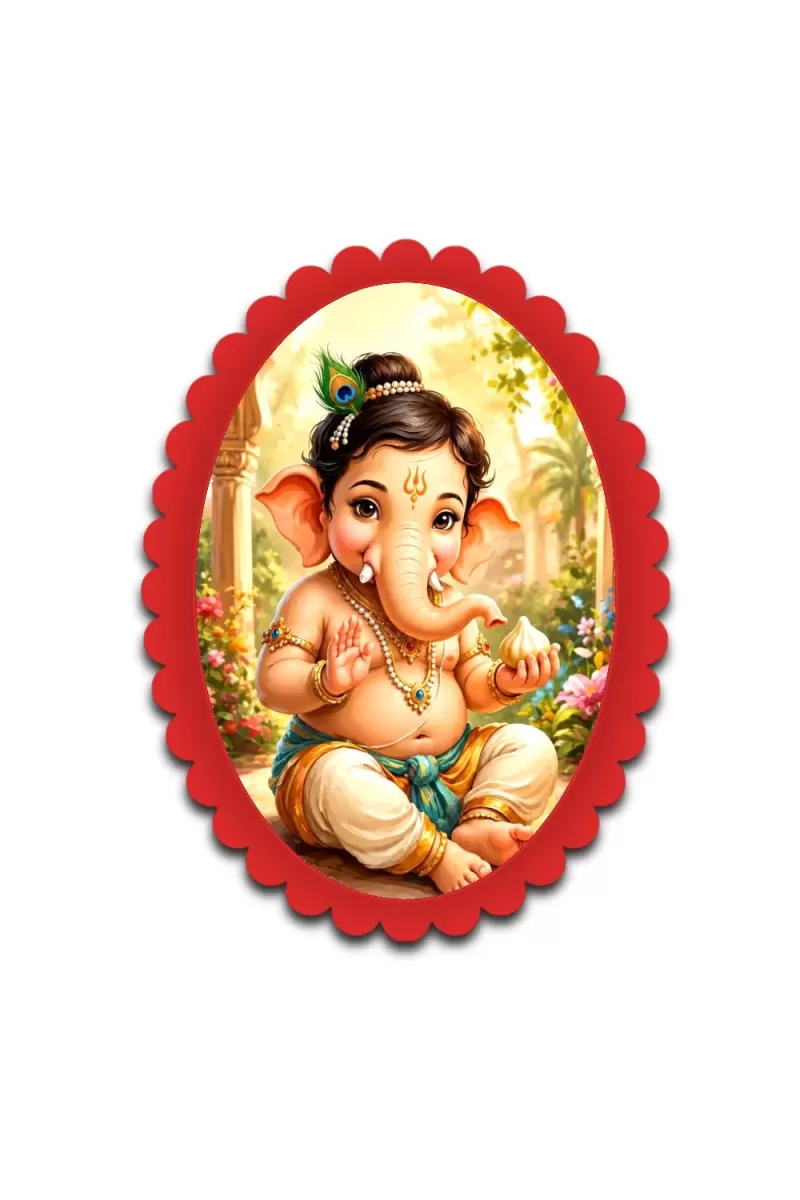 Ganesha Wall Decorative Showpiece 6 X 8 Inch | 4 MM MDF Wooden Glossy Sublimation Print | Back Hook Wall Hanging | Home Temple & Living Room Decor (F57644)