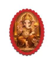 Ganesha Wall Decorative Showpiece 6 X 8 Inch | 4 MM MDF Wooden Glossy Sublimation Print | Back Hook Wall Hanging | Home Temple & Living Room Decor (F57645)