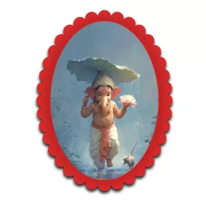 Ganesha Wall Decorative Showpiece 6 X 8 Inch | 4 MM MDF Wooden Glossy Sublimation Print | Back Hook Wall Hanging | Home Temple & Living Room Decor (F57658)