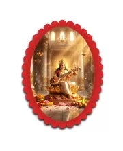Saraswati Wall Decorative Showpiece 6 X 8 Inch | 4 MM MDF Wooden Glossy Sublimation Print | Back Hook Wall Hanging | Home Temple & Living Room Decor (F57661)