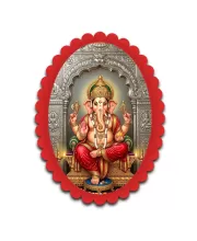Ganesha Wall Decorative Showpiece 6 X 8 Inch | 4 MM MDF Wooden Glossy Sublimation Print | Back Hook Wall Hanging | Home Temple & Living Room Decor (F57668)