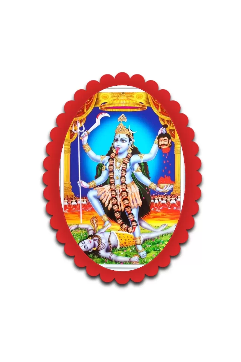 Kali Wall Decorative Showpiece 6 X 8 Inch | 4 MM MDF Wooden Glossy Sublimation Print | Back Hook Wall Hanging | Home Temple & Living Room Decor (F57679)