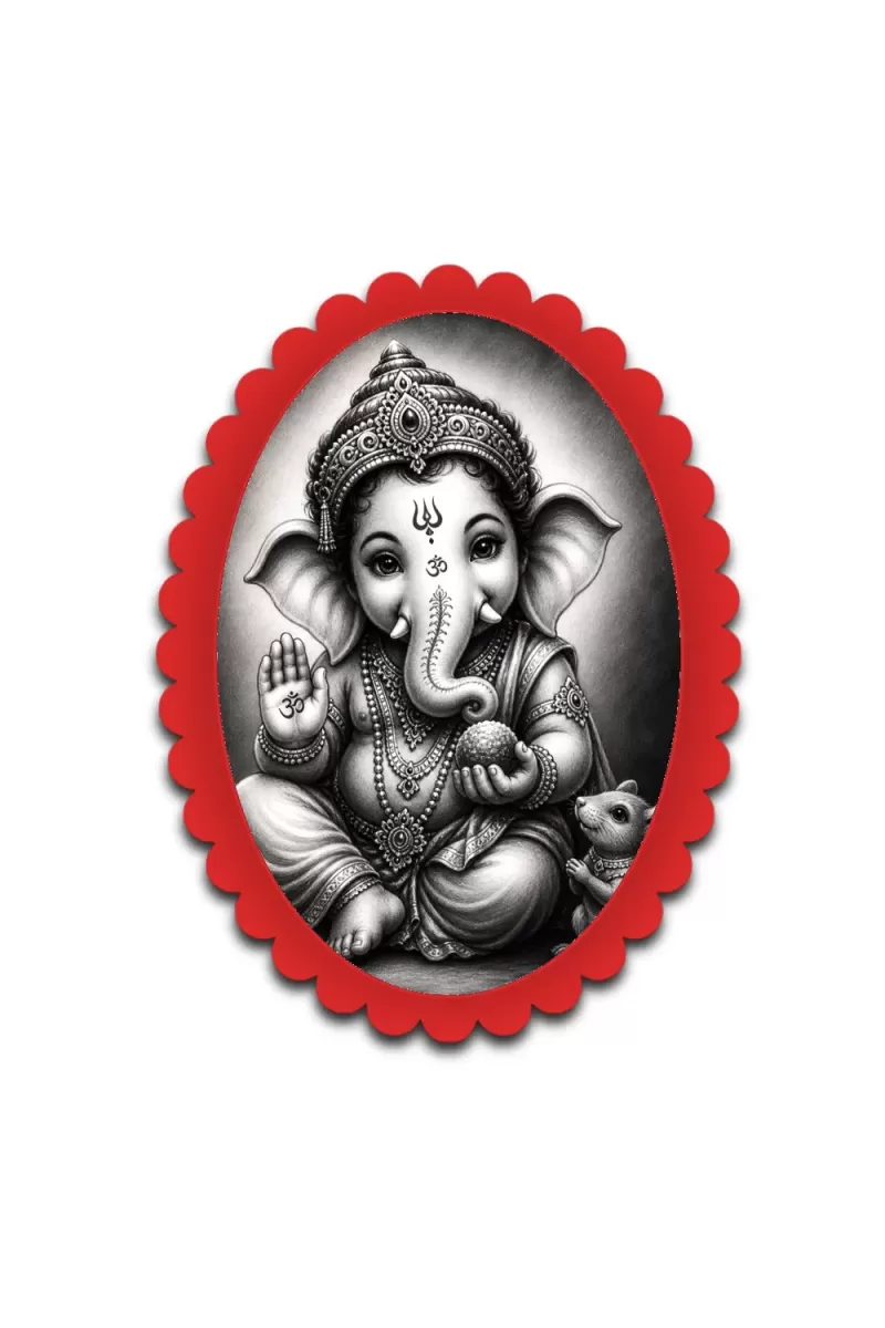 Ganesha Wall Decorative Showpiece 6 X 8 Inch | 4 MM MDF Wooden Glossy Sublimation Print | Back Hook Wall Hanging | Home Temple & Living Room Decor (F57680)