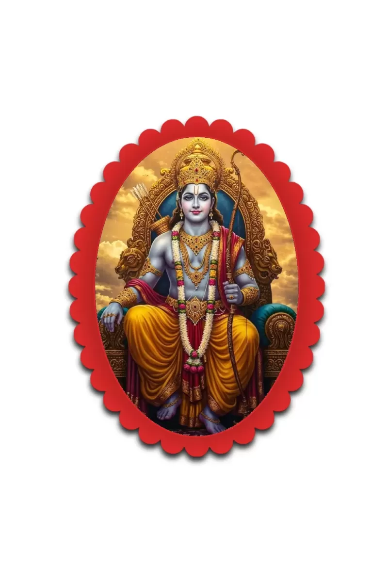 Rama Wall Decorative Showpiece 6 X 8 Inch | 4 MM MDF Wooden Glossy Sublimation Print | Back Hook Wall Hanging | Home Temple & Living Room Decor (F57681)