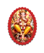 Ganesha Wall Decorative Showpiece 6 X 8 Inch | 4 MM MDF Wooden Glossy Sublimation Print | Back Hook Wall Hanging | Home Temple & Living Room Decor (F57689)