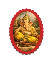 Ganesha Wall Decorative Showpiece 6 X 8 Inch | 4 MM MDF Wooden Glossy Sublimation Print | Back Hook Wall Hanging | Home Temple & Living Room Decor (F57701)