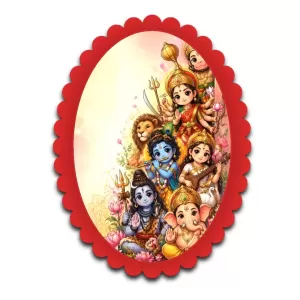 Hindu Deities Wall Decorative Showpiece 6 X 8 Inch | 4 MM MDF Wooden Glossy Sublimation Print | Back Hook Wall Hanging | Home Temple & Living Room Decor (F57714)