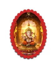 Ganesha Wall Decorative Showpiece 6 X 8 Inch | 4 MM MDF Wooden Glossy Sublimation Print | Back Hook Wall Hanging | Home Temple & Living Room Decor (F57717)