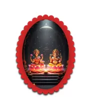 Lakshmi And Ganesha Wall Decorative Showpiece 6 X 8 Inch | 4 MM MDF Wooden Glossy Sublimation Print | Back Hook Wall Hanging | Home Temple & Living Room Decor (F57733)