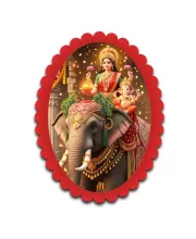 Lakshmi Wall Decorative Showpiece 6 X 8 Inch | 4 MM MDF Wooden Glossy Sublimation Print | Back Hook Wall Hanging | Home Temple & Living Room Decor (F57734)