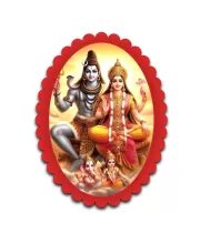 Shiva And Parvati Wall Decorative Showpiece 6 X 8 Inch | 4 MM MDF Wooden Glossy Sublimation Print | Back Hook Wall Hanging | Home Temple & Living Room Decor (F57736)