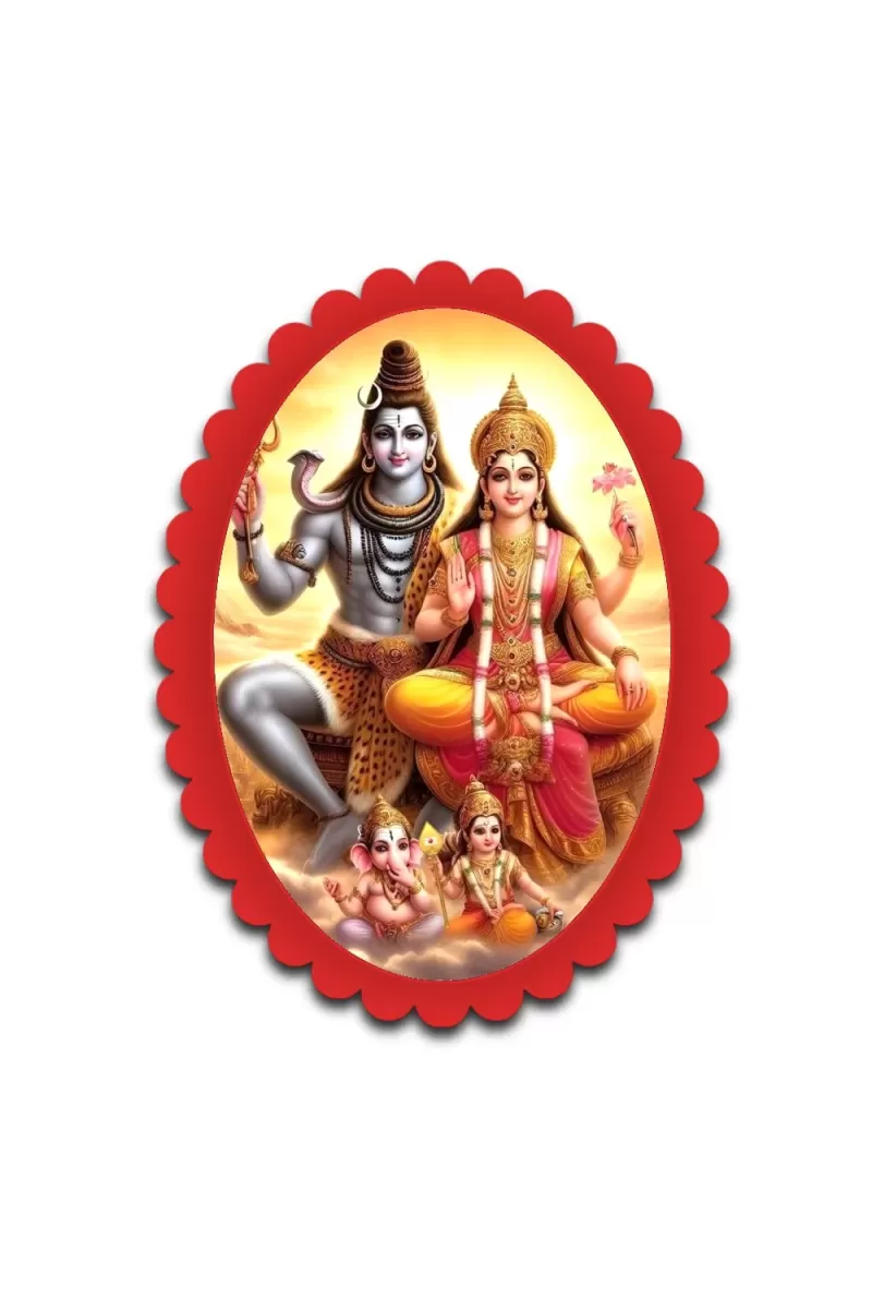 Shiva And Parvati Wall Decorative Showpiece 6 X 8 Inch | 4 MM MDF Wooden Glossy Sublimation Print | Back Hook Wall Hanging | Home Temple & Living Room Decor (F57736)