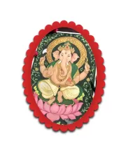 Ganesha Wall Decorative Showpiece 6 X 8 Inch | 4 MM MDF Wooden Glossy Sublimation Print | Back Hook Wall Hanging | Home Temple & Living Room Decor (F57748)