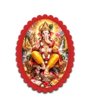 Ganesha Wall Decorative Showpiece 6 X 8 Inch | 4 MM MDF Wooden Glossy Sublimation Print | Back Hook Wall Hanging | Home Temple & Living Room Decor (F57749)