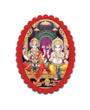 Lakshmi And Ganesha Wall Decorative Showpiece 6 X 8 Inch | 4 MM MDF Wooden Glossy Sublimation Print | Back Hook Wall Hanging | Home Temple & Living Room Decor (F57754)
