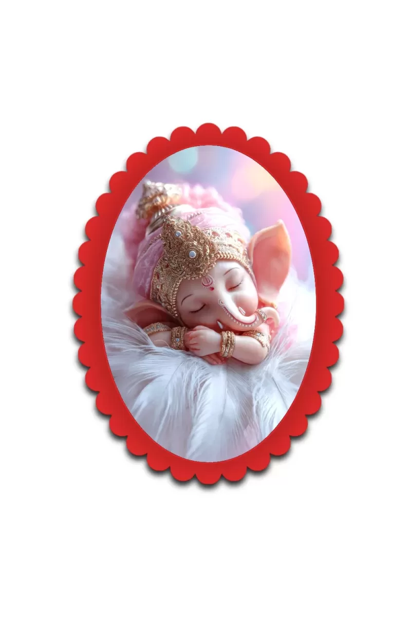 Ganesha Wall Decorative Showpiece 6 X 8 Inch | 4 MM MDF Wooden Glossy Sublimation Print | Back Hook Wall Hanging | Home Temple & Living Room Decor (F57764)