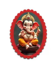 Ganesha Wall Decorative Showpiece 6 X 8 Inch | 4 MM MDF Wooden Glossy Sublimation Print | Back Hook Wall Hanging | Home Temple & Living Room Decor (F57767)