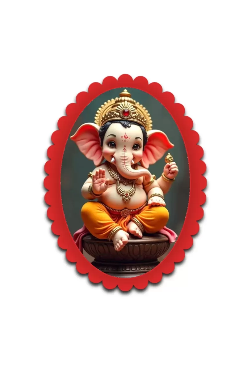Ganesha Wall Decorative Showpiece 6 X 8 Inch | 4 MM MDF Wooden Glossy Sublimation Print | Back Hook Wall Hanging | Home Temple & Living Room Decor (F57767)