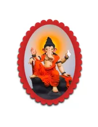Ganesha Wall Decorative Showpiece 6 X 8 Inch | 4 MM MDF Wooden Glossy Sublimation Print | Back Hook Wall Hanging | Home Temple & Living Room Decor (F57768)