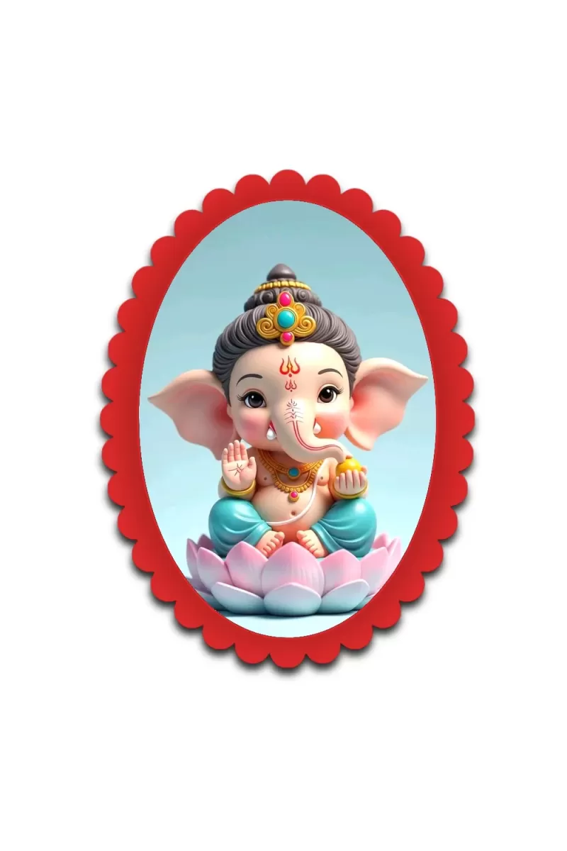 Ganesha Wall Decorative Showpiece 6 X 8 Inch | 4 MM MDF Wooden Glossy Sublimation Print | Back Hook Wall Hanging | Home Temple & Living Room Decor (F57774)